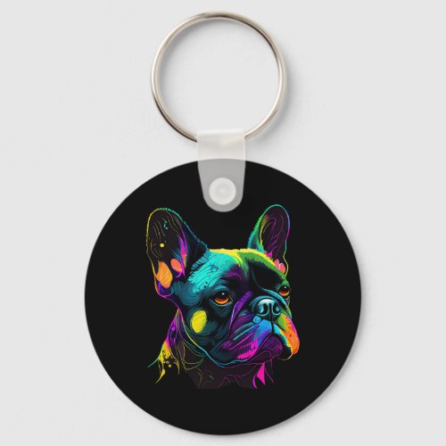 Bulldog Pop Art Design Cute French Bulldog Lovers  Keychain