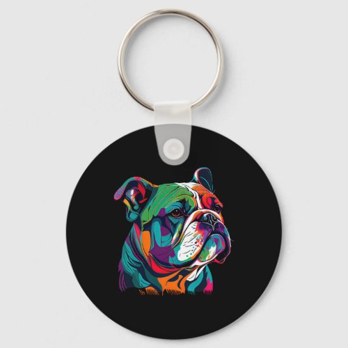 Bulldog Pop Art English Bulldog Lovers  Keychain