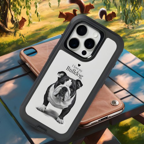 Bulldog Portrait in Black and White iPhone 15 Pro Case