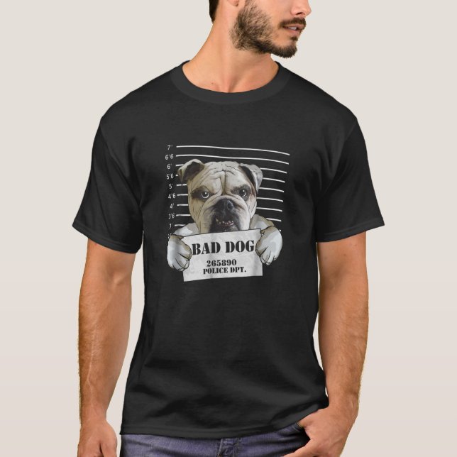 Bulldog Prison Bad Dog Jail Prisoner Puppy T-Shirt (Front)