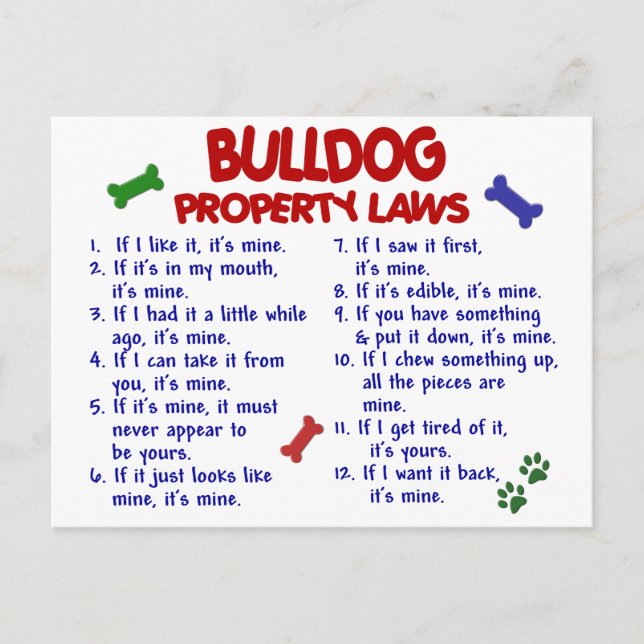 Bulldog Property Laws 2 Postcard (Front)