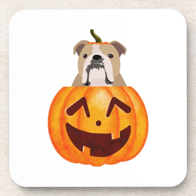 Bulldog Pumpkin     Beverage Coaster (Front)