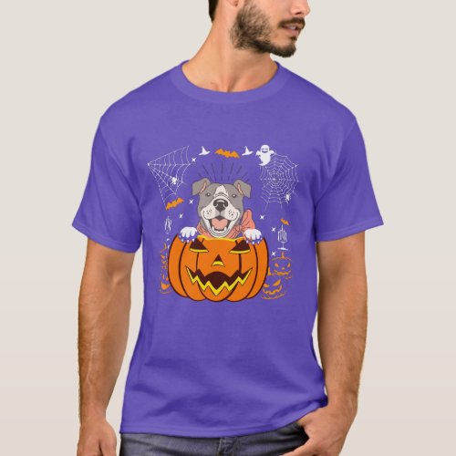 Bulldog pumpkin funny halloween costume dog lover T_Shirt