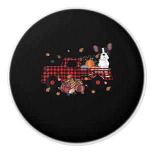 Bulldog Pumpkin Truck Thanksgiving Halloween Gift Ceramic Knob