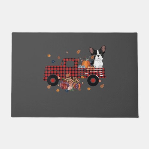 Bulldog Pumpkin Truck Thanksgiving Halloween Gift Doormat