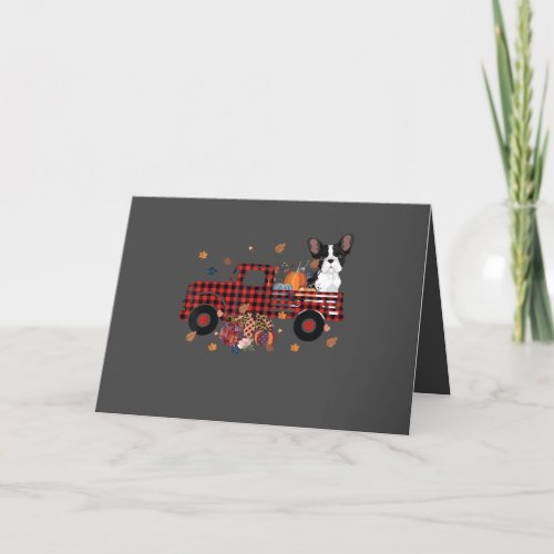 Bulldog Pumpkin Truck Thanksgiving Halloween Gift Holiday Card