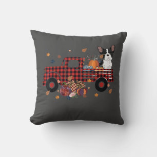 Bulldog Pumpkin Truck Thanksgiving Halloween Gift Throw Pillow