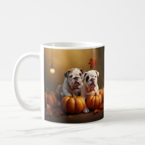 Bulldog Puppy Autumn Delight Pumpkin  Coffee Mug