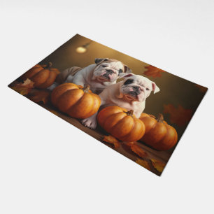Bulldog Puppy Autumn Delight Pumpkin  Doormat