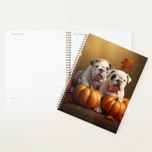 Bulldog Puppy Autumn Delight Pumpkin Planner