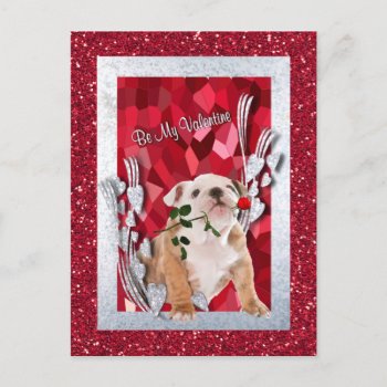 Bulldog Puppy Be My Valentine Postcard by 4westies at Zazzle
