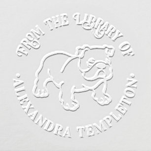 Bulldog Puppy Dog “From the Library of” Book Name Embosser
