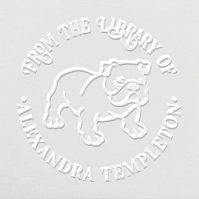 Bulldog Puppy Dog “From the Library of” Book Name Embosser (Design)