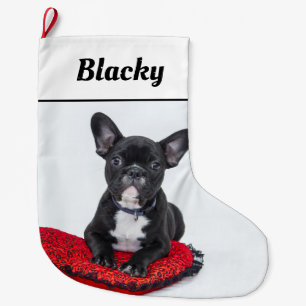 Bulldog Puppy, Dog Name and Photo Large Christmas Stocking