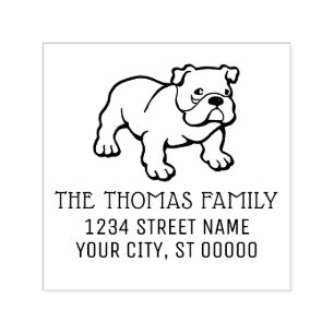 Bulldog Puppy Dog Name Return Address Self-inking Stamp