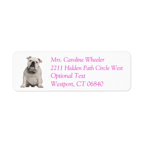 Bulldog Puppy Dog Return Address Name Label