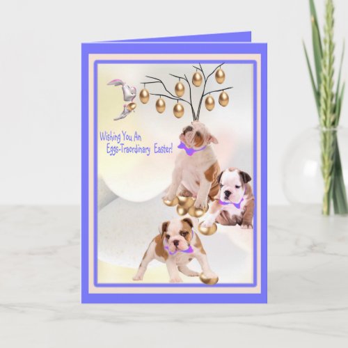 Bulldog Puppy Eggs Holiday Card