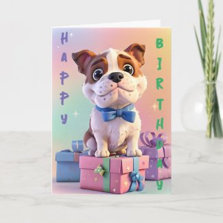 Bulldog Puppy Pastel Colors and Gifts Birthday 