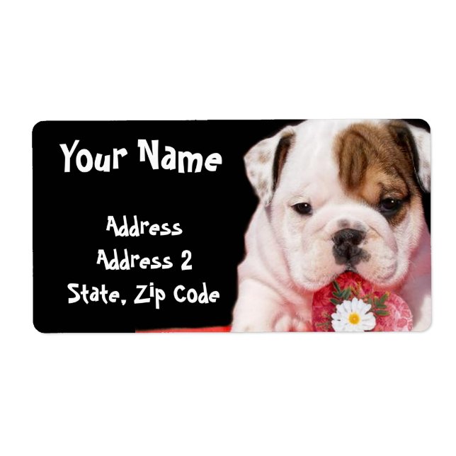 Bulldog puppy shipping Labels (Front)