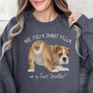 Bulldog Puppy Smart Fella Fart Smella Dark Sweatshirt