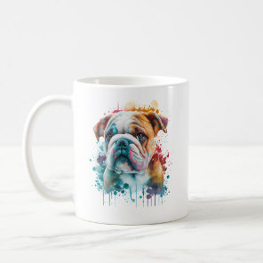 Bulldog Puppy Watercolor AI Art Coffee Mug