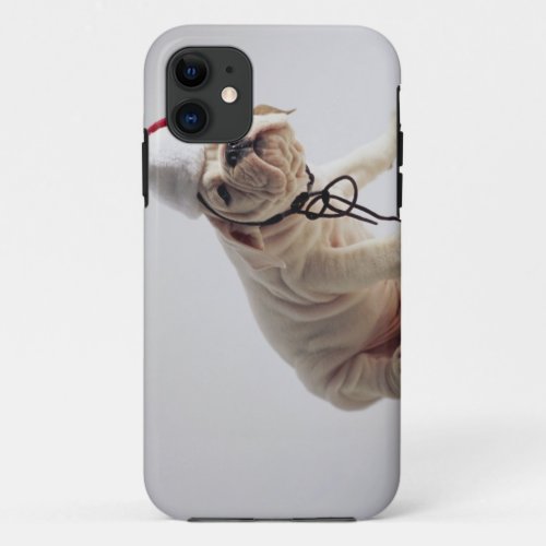 Bulldog Puppy Wearing Santa Hat iPhone 11 Case