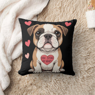 Bulldog Puppy with Heartfelt Message Throw Pillow