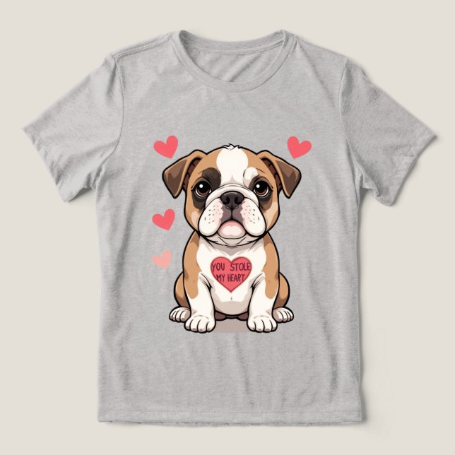 Bulldog Puppy with Heartfelt Message Tri-Blend Shirt (Design Front)