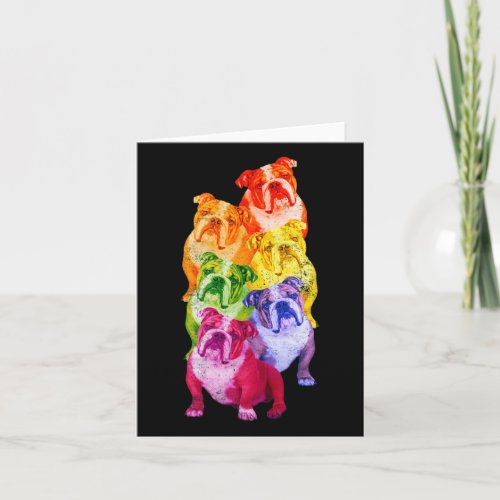 Bulldog Rainbow Flag Gay Pride Lgbt Dog Lover  Card