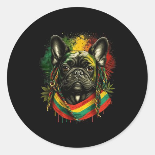 Bulldog Rasta_fari Reggae Jamaica Africa Fun Dog  Classic Round Sticker