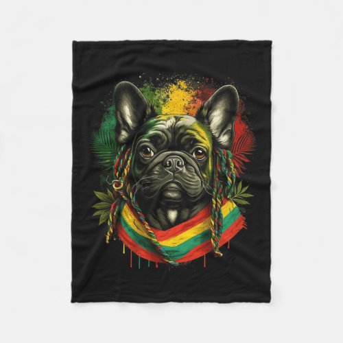 Bulldog Rasta_fari Reggae Jamaica Africa Fun Dog  Fleece Blanket