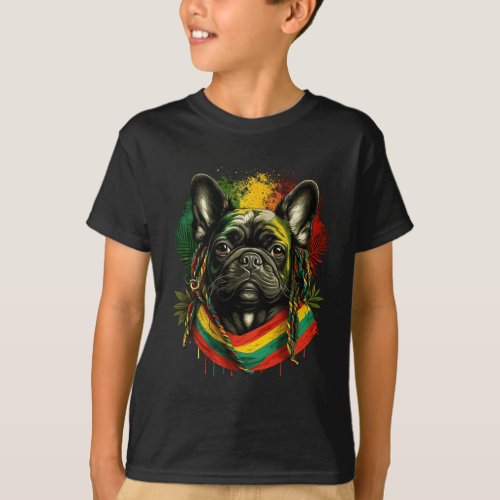 Bulldog Rasta_fari Reggae Jamaica Africa Fun Dog  T_Shirt