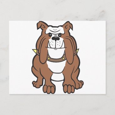 bulldog red and white cartoon postcard