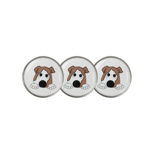 bulldog red and white peeking cartoon golf ball marker