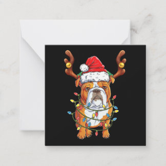 Bulldog Reindeer Funny Christmas Note Card