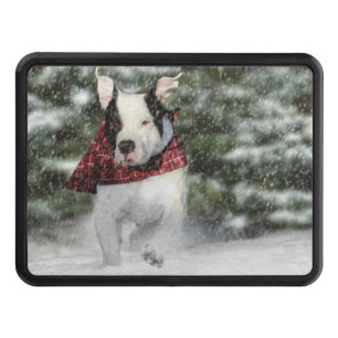 Bulldog Rescue Pup Dashing through the Snow Hitch Cover