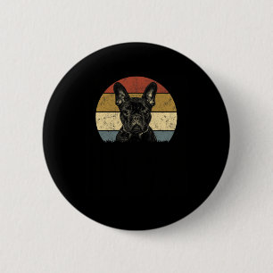 Bulldog Retro Vintage 60s 70s Fun Frenchie Loves 1 Button