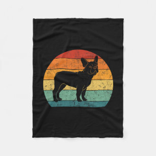 Bulldog Retro Vintage 60s 70s Fun Frenchie Loves 2 Fleece Blanket