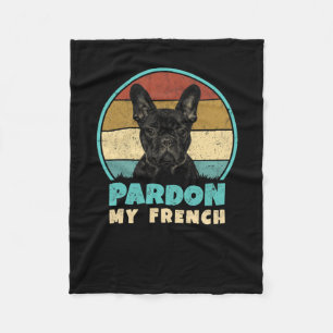 Bulldog Retro Vintage 60s 70s Fun Frenchie Loves Fleece Blanket