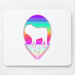 Bulldog Retro Vintage 80s Funny Dog Lover Gift Mouse Pad
