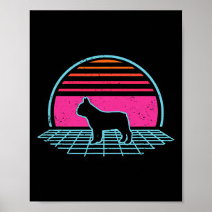 Bulldog Retro Vintage 80s Style Dog Lover Gift  Poster