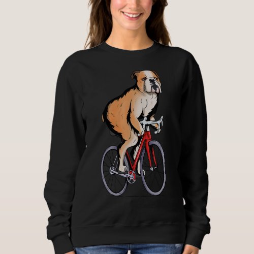 Bulldog Riding Bicycle Cute Biker Cyclist Sweatshirt