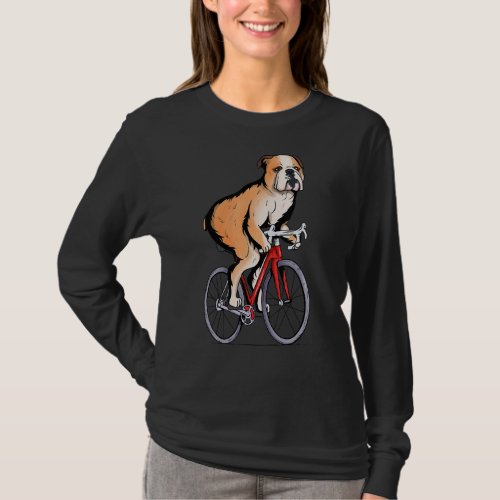 Bulldog Riding Bicycle Cute Biker Cyclist T_Shirt
