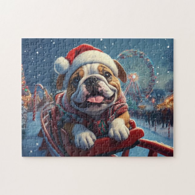 Bulldog Roller Coaster Christmas Jigsaw Puzzle (Horizontal)