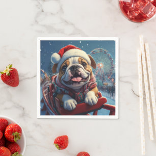 Bulldog Roller Coaster Christmas Napkins