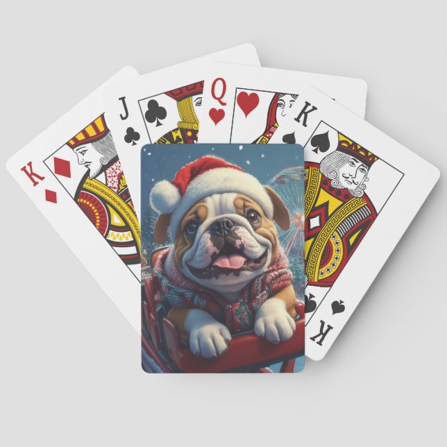 Bulldog Roller Coaster Christmas Poker Cards (Back)