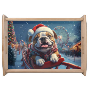 Bulldog Roller Coaster Christmas Serving Tray