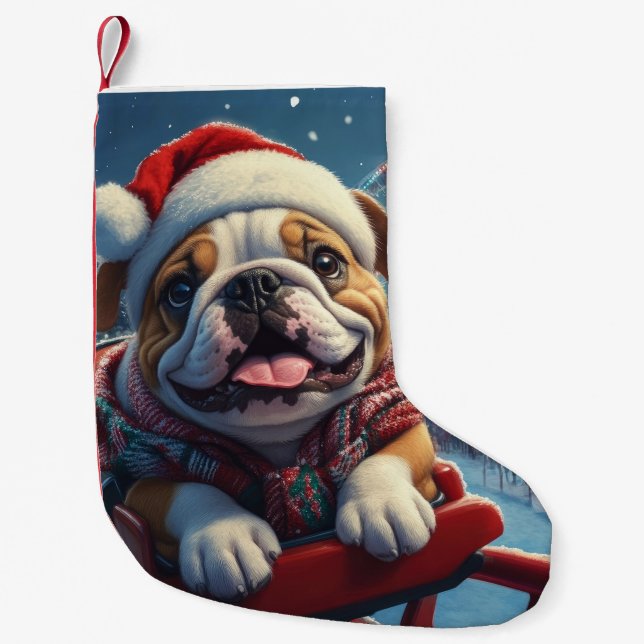 Bulldog Roller Coaster Christmas Small Christmas Stocking (Front)