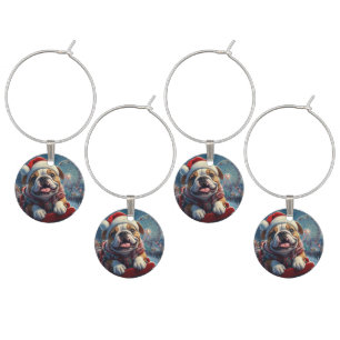 Bulldog Roller Coaster Christmas Wine Charm