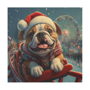 Bulldog Roller Coaster Christmas Wood Wall Art